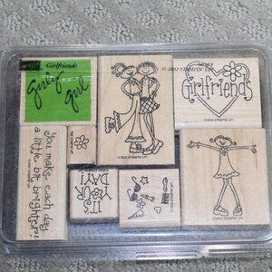Stampin' Up Set of 8 Girlfriends Stamps - Mounted EUC!